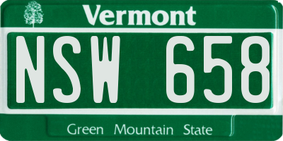 VT license plate NSW658