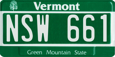 VT license plate NSW661