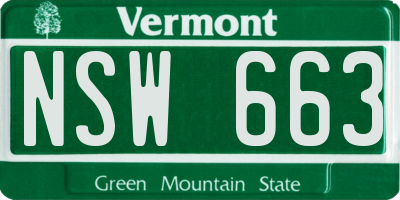 VT license plate NSW663