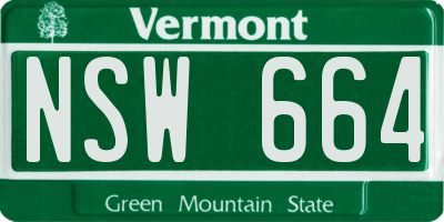 VT license plate NSW664