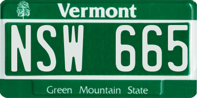 VT license plate NSW665