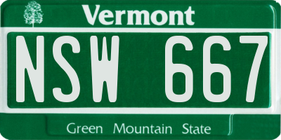 VT license plate NSW667