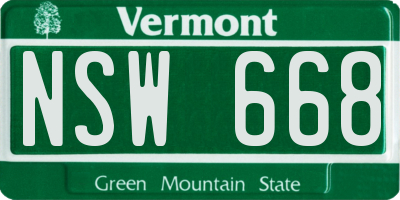 VT license plate NSW668