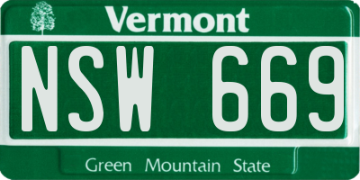 VT license plate NSW669