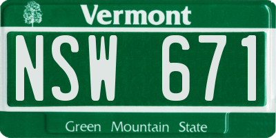 VT license plate NSW671