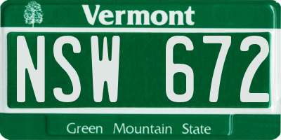 VT license plate NSW672