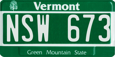 VT license plate NSW673