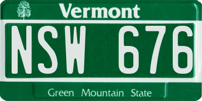 VT license plate NSW676