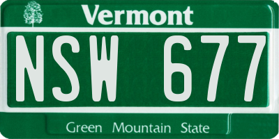 VT license plate NSW677
