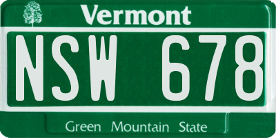 VT license plate NSW678