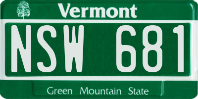VT license plate NSW681