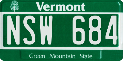VT license plate NSW684