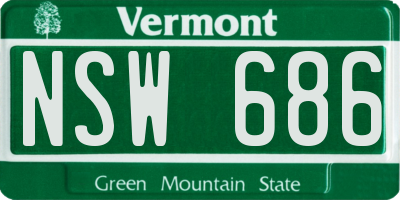 VT license plate NSW686