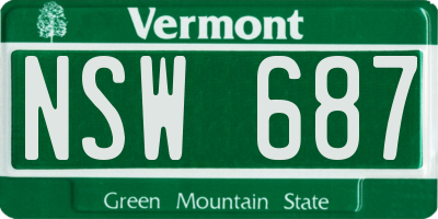 VT license plate NSW687