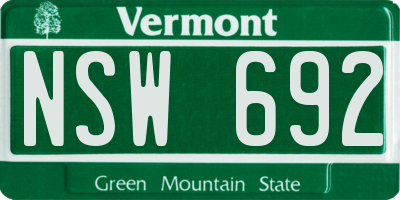 VT license plate NSW692