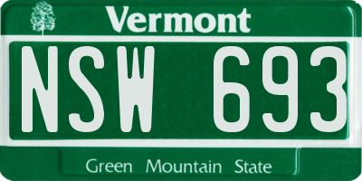 VT license plate NSW693