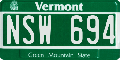 VT license plate NSW694