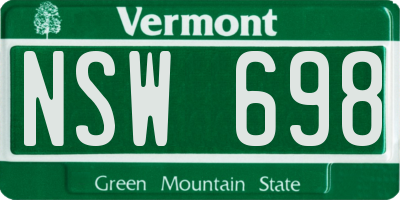 VT license plate NSW698