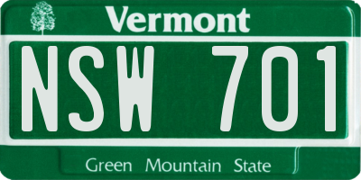 VT license plate NSW701