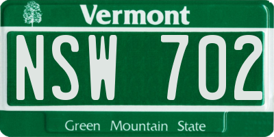VT license plate NSW702
