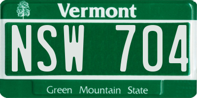 VT license plate NSW704