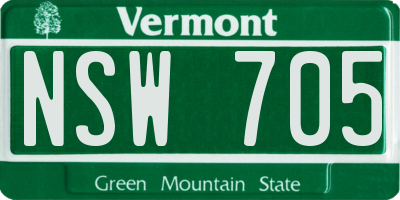 VT license plate NSW705