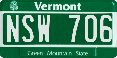 VT license plate NSW706