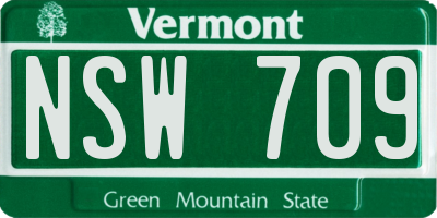 VT license plate NSW709