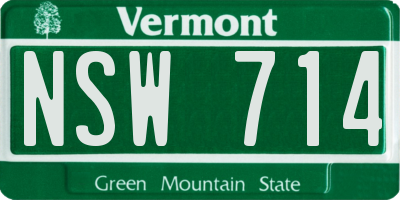 VT license plate NSW714