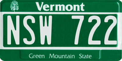 VT license plate NSW722