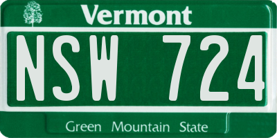 VT license plate NSW724