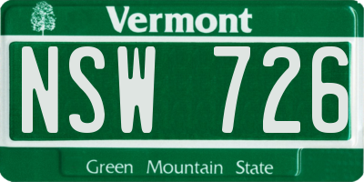 VT license plate NSW726