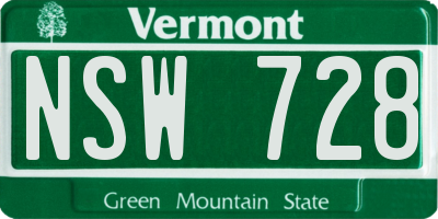 VT license plate NSW728