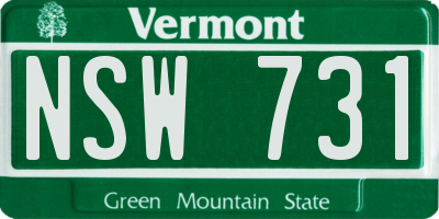 VT license plate NSW731
