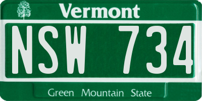VT license plate NSW734