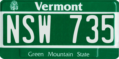 VT license plate NSW735