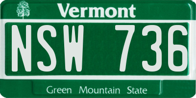 VT license plate NSW736