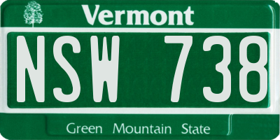 VT license plate NSW738
