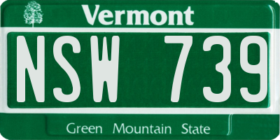 VT license plate NSW739