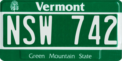 VT license plate NSW742