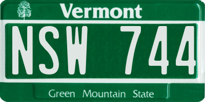 VT license plate NSW744