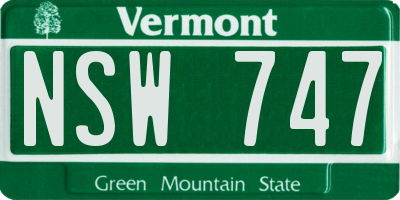 VT license plate NSW747