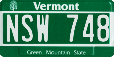 VT license plate NSW748
