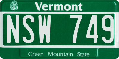 VT license plate NSW749