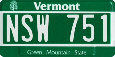 VT license plate NSW751
