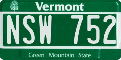 VT license plate NSW752