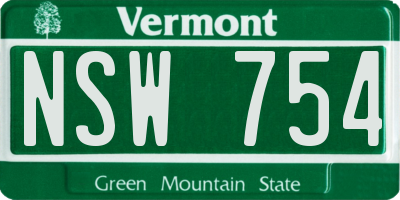 VT license plate NSW754