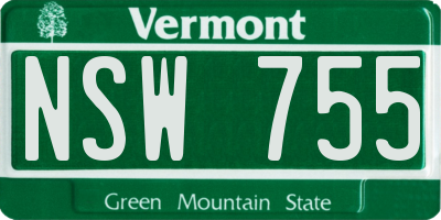 VT license plate NSW755