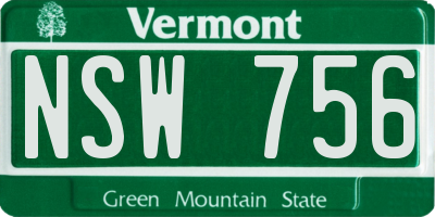 VT license plate NSW756