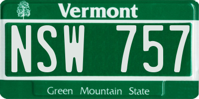 VT license plate NSW757